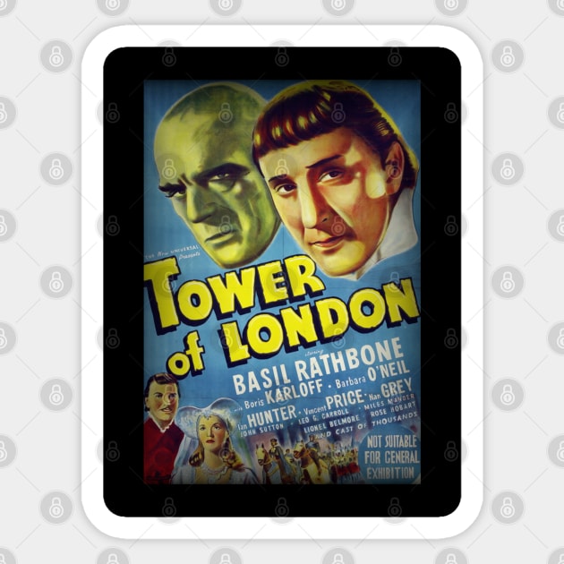 Tower Of London - 1939 Film Release Promotional Poster. Sticker by OriginalDarkPoetry